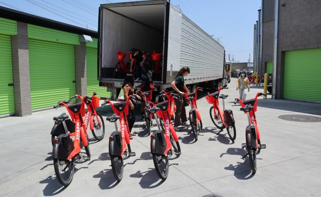 Electro Bici Fleet being unloaded