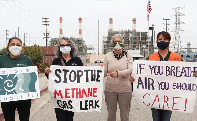 Protestors outside the Valley Gas Plant