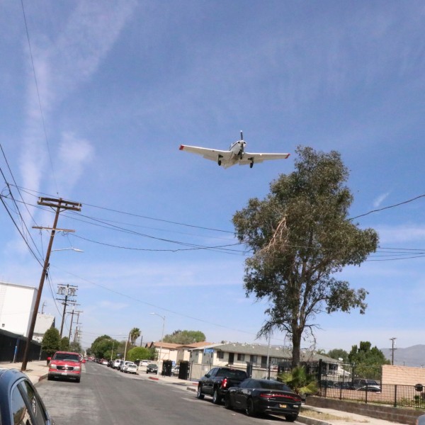 Airplane approaching runway
