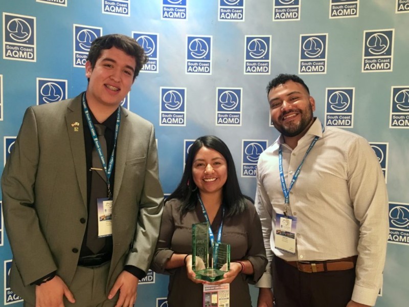 2019 AQMD award winners: Carlos Regalado, Yesenia Cruz and Diego Ortiz