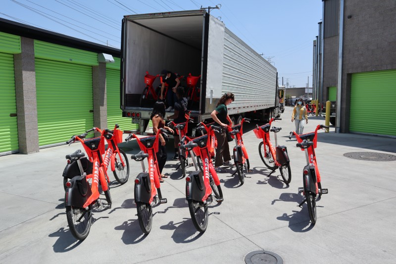 Electro Bici Fleet being unloaded