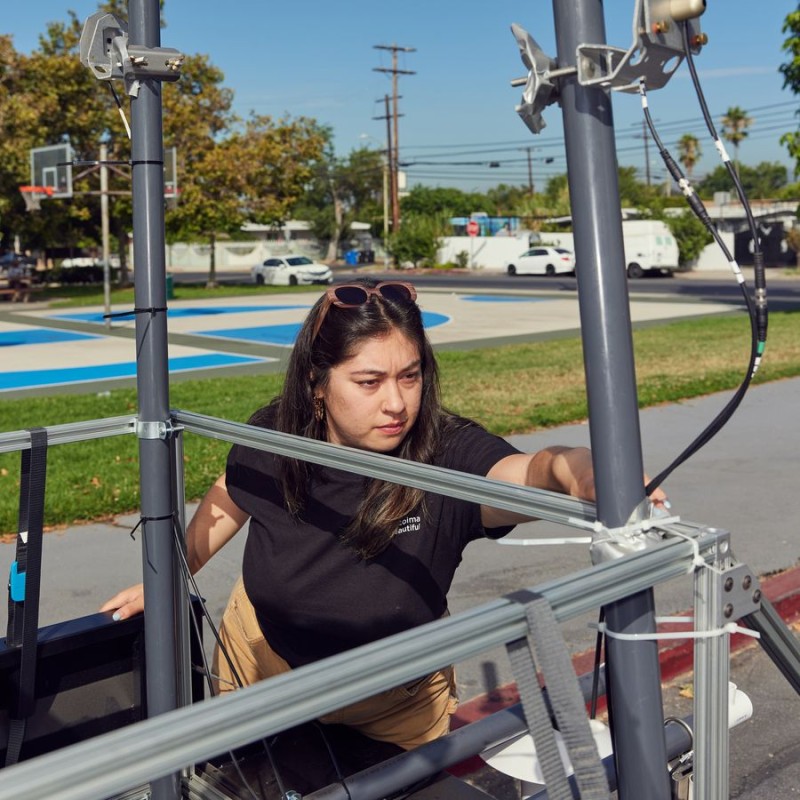 Melanie Paola Torres works on Cool Street equipment